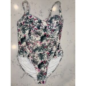 Niptuck Swim‎ Multi Fit Cup 1 Piece Swimsuit Tropical Floral *Read Measurements!